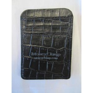 Men's "Congo Croc" Black Leather Card Holder Pre-Owned "MoneyClamp" Brand